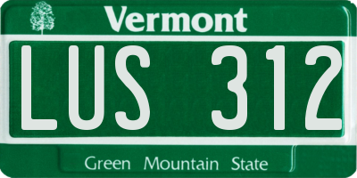 VT license plate LUS312