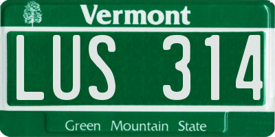 VT license plate LUS314