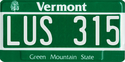 VT license plate LUS315