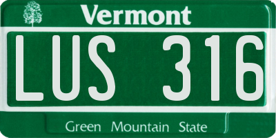 VT license plate LUS316