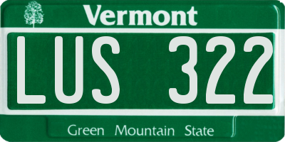 VT license plate LUS322