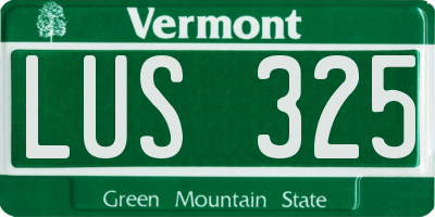 VT license plate LUS325
