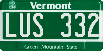 VT license plate LUS332
