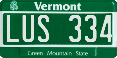VT license plate LUS334