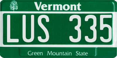 VT license plate LUS335
