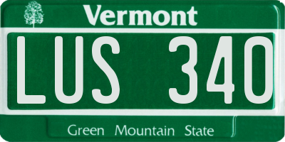 VT license plate LUS340