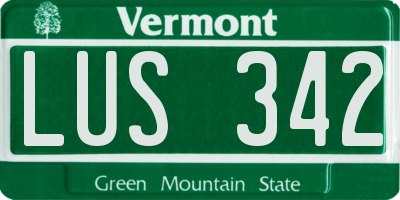 VT license plate LUS342