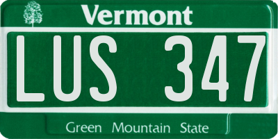 VT license plate LUS347