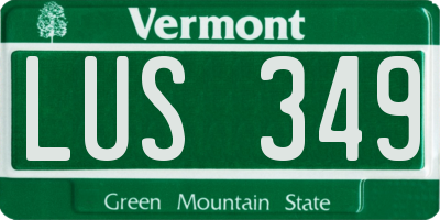 VT license plate LUS349