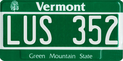 VT license plate LUS352