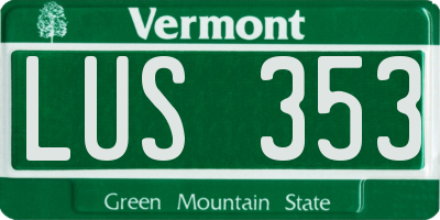 VT license plate LUS353
