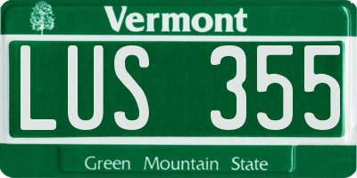 VT license plate LUS355