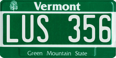 VT license plate LUS356