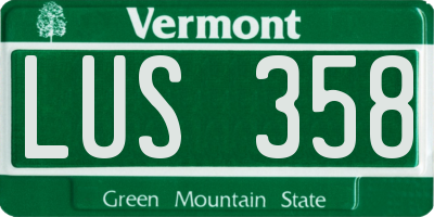 VT license plate LUS358