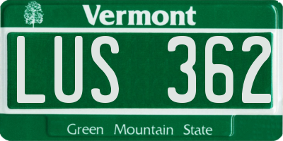 VT license plate LUS362