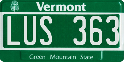 VT license plate LUS363