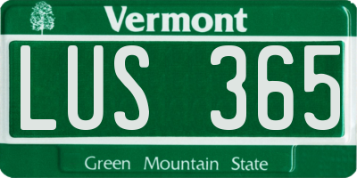 VT license plate LUS365