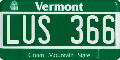 VT license plate LUS366
