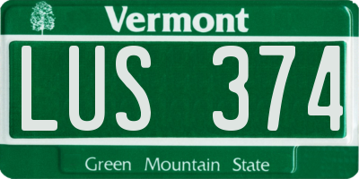 VT license plate LUS374