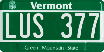 VT license plate LUS377
