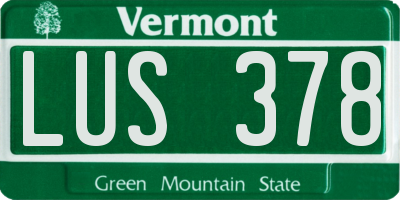 VT license plate LUS378