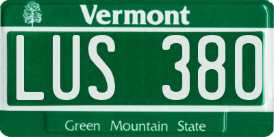 VT license plate LUS380