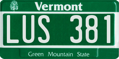 VT license plate LUS381