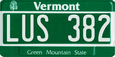 VT license plate LUS382