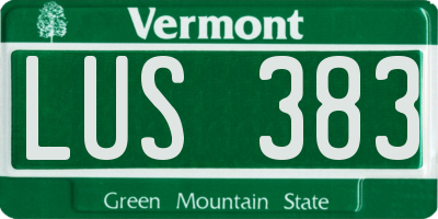 VT license plate LUS383