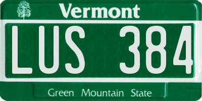 VT license plate LUS384
