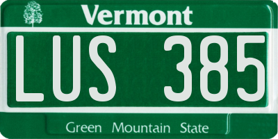 VT license plate LUS385