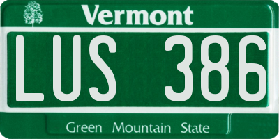 VT license plate LUS386