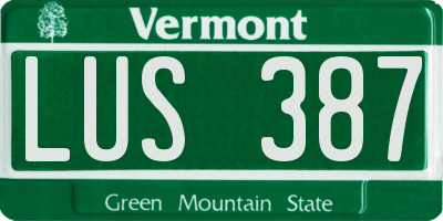 VT license plate LUS387