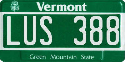 VT license plate LUS388