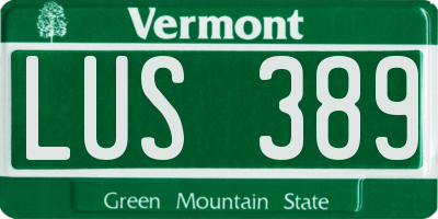 VT license plate LUS389