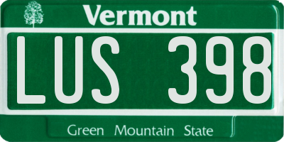 VT license plate LUS398