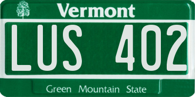 VT license plate LUS402