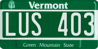 VT license plate LUS403
