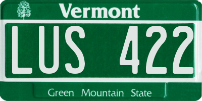 VT license plate LUS422