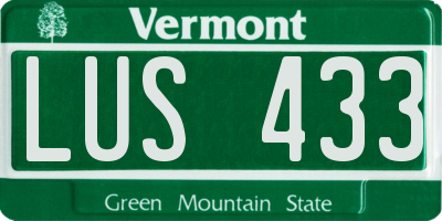 VT license plate LUS433