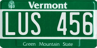 VT license plate LUS456