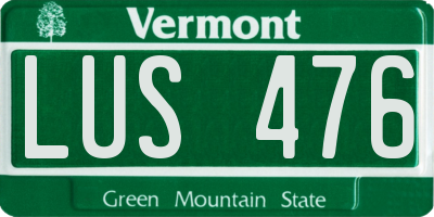 VT license plate LUS476
