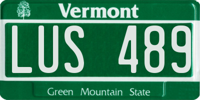 VT license plate LUS489