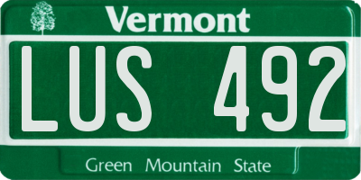 VT license plate LUS492