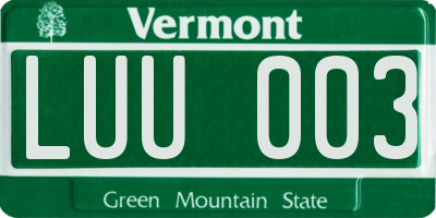 VT license plate LUU003