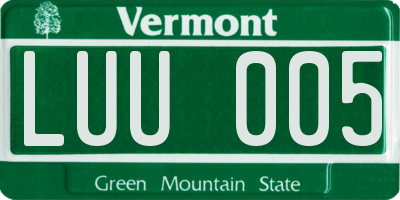 VT license plate LUU005