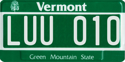 VT license plate LUU010