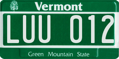 VT license plate LUU012