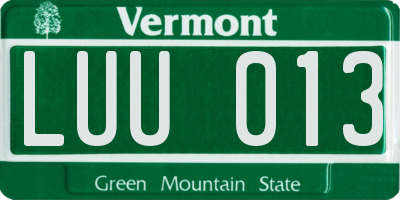 VT license plate LUU013