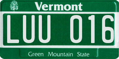 VT license plate LUU016